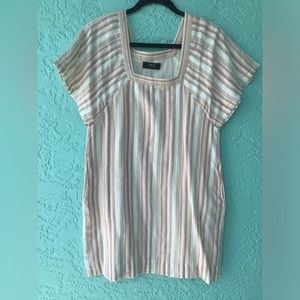 Able All Cotton Tan White Lined Dress sz M